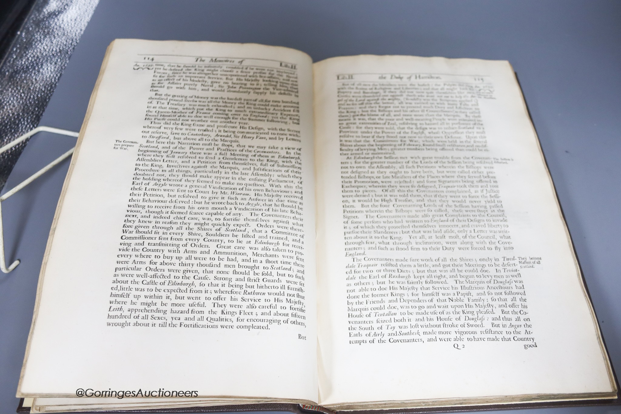 Burnet, William- The Memories of the Lives and Actions of James and William Dukes of Hamilton and Castleherald, folio, rebound brown cloth, 7 parts in one, portrait frontispiece, R.Royston, London, 1677 and Metcalf C. Wa